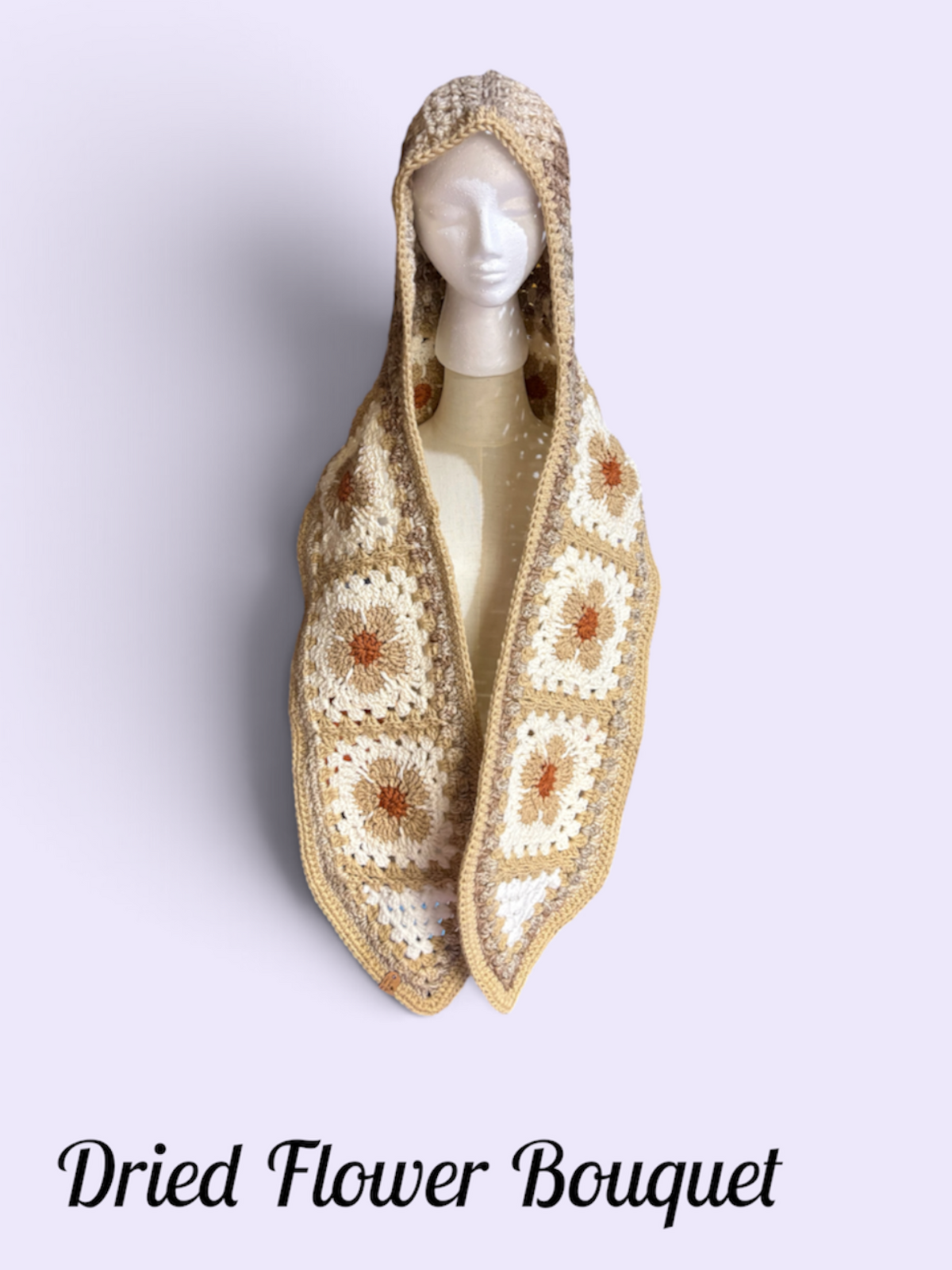Flower Hooded Scarf - Dried Flower Bouquet