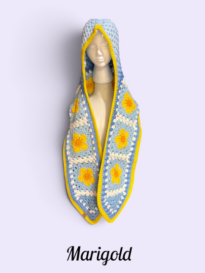 Flower Hooded Scarf - Marigold