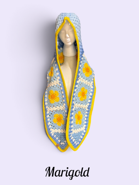 Flower Hooded Scarf - Marigold