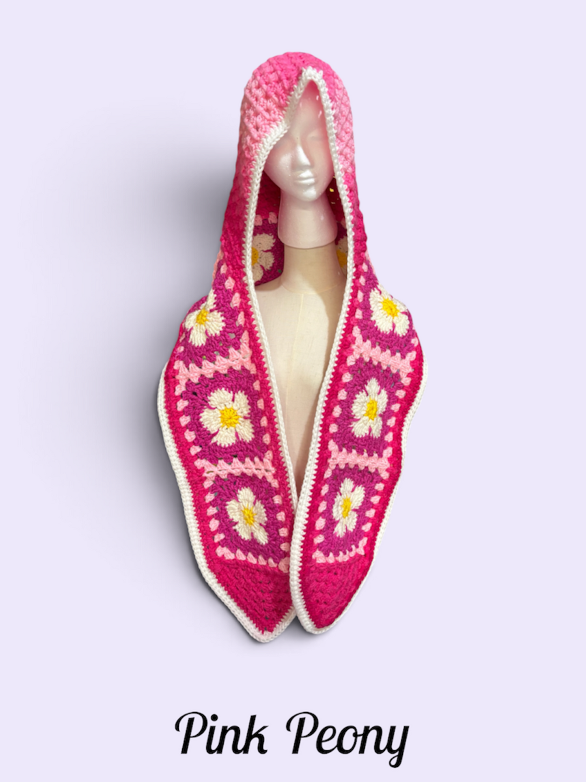 Flower Hooded Scarf - Pink Peony