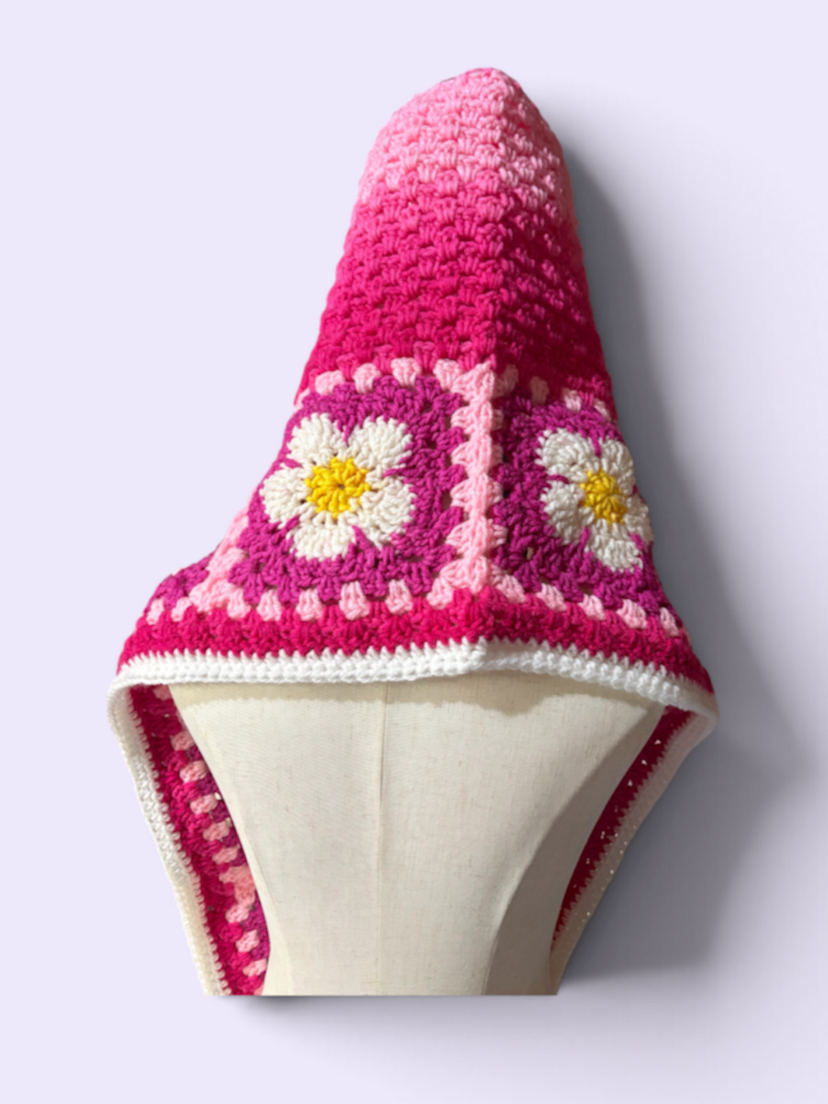 Flower Hooded Scarf - Pink Peony